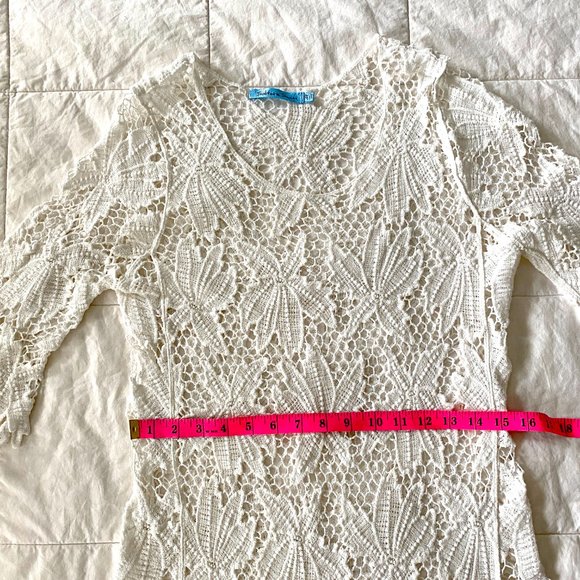 White Cotton Lace Crochet Beach Cover Up Solitaire Swim - Picture 11 of 13